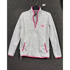 Simply Southern Knit Sweater Womens M Marled Gray 1/4 Quarter Zip Long Sleeves